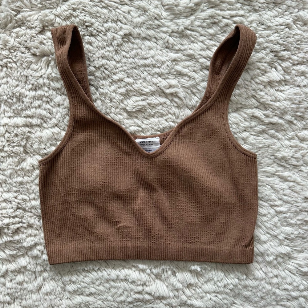 Cotton On Brown Ribbed Crop Tank Womens Size XS/S